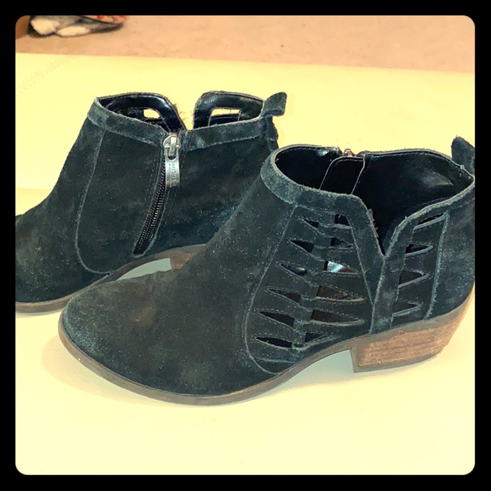 Girls black suede booties
